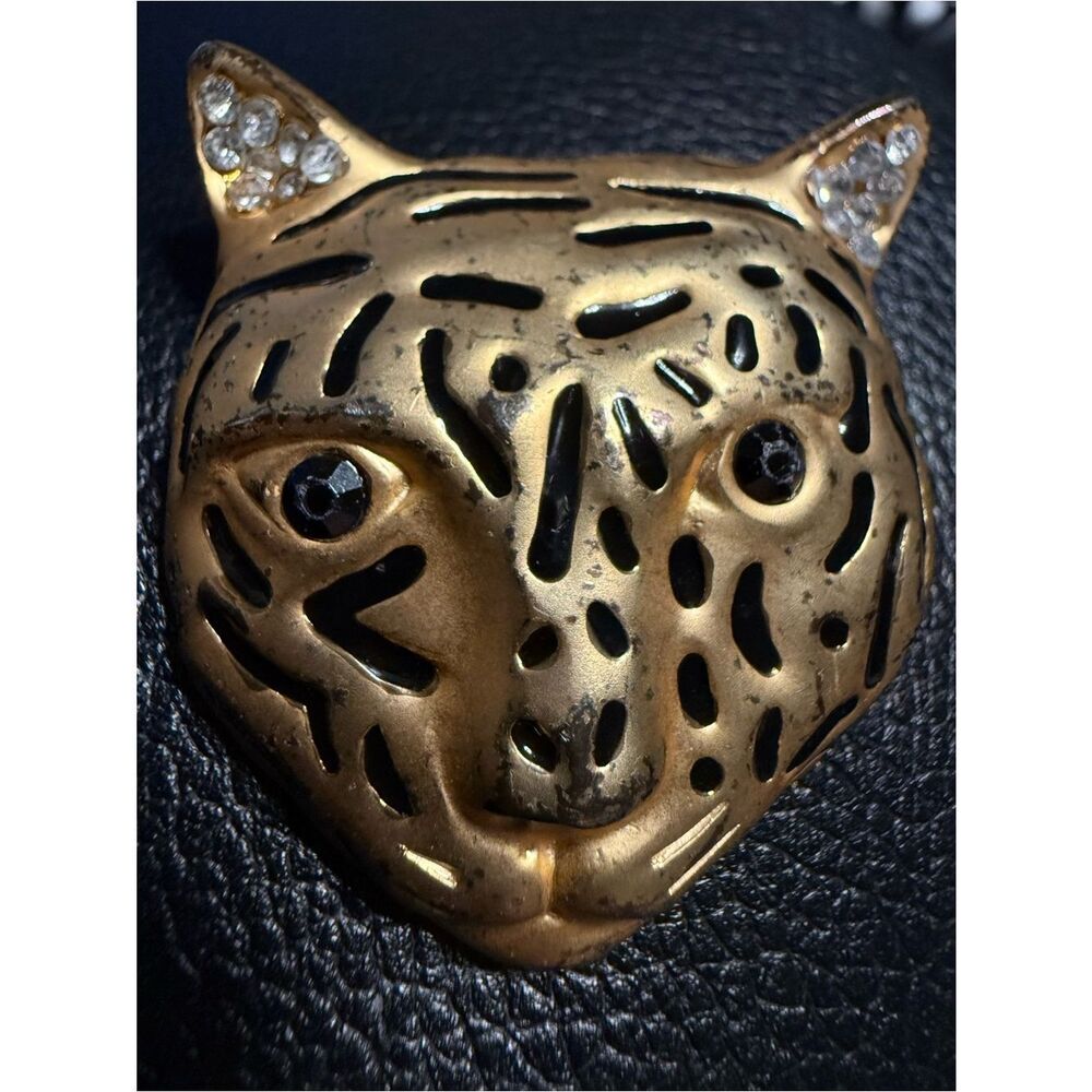 Vintage Gold Leopard Brooch For Women Statement Cat Animal Jewelry Bold - Picture 6 of 17